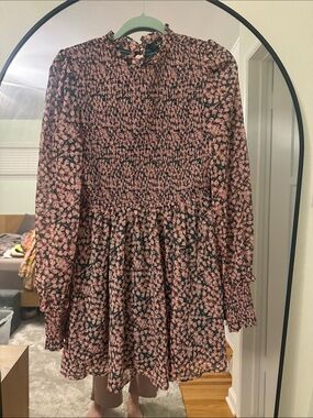 Lulu's Pink Floral Smocked Mini Dress